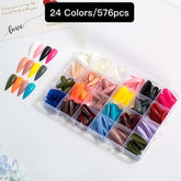 24 Colors 576 pcs /Set Press On Nails 24pcs/Color TF-004